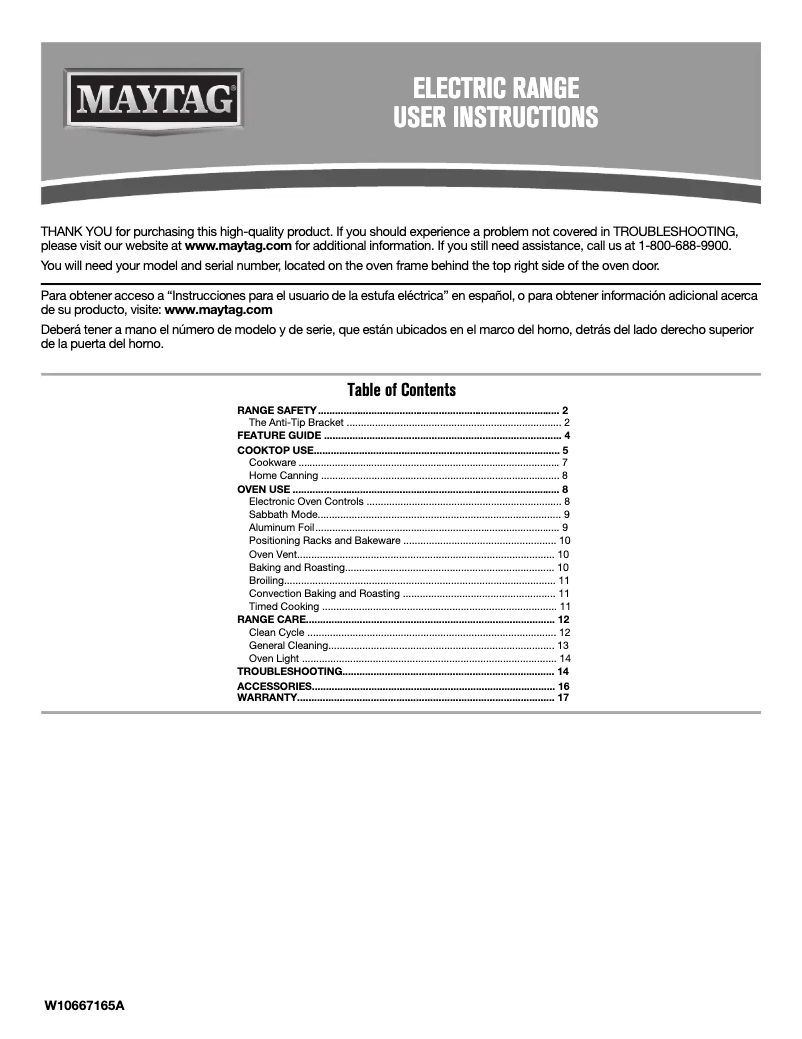 Página 1 del manual Manual de uso y mantenimiento Maytag MER8700DS