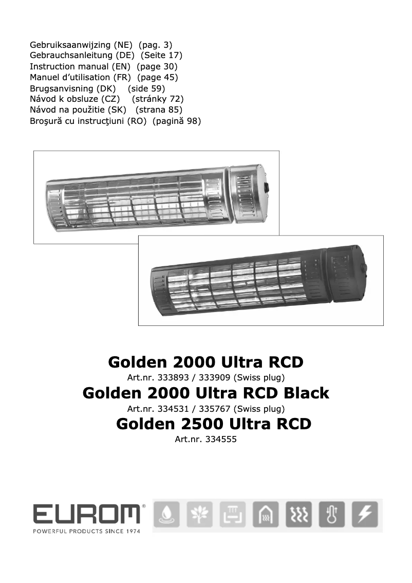Imagen de la primera página del manual del dispositivo Golden 2000 Ultra RCD