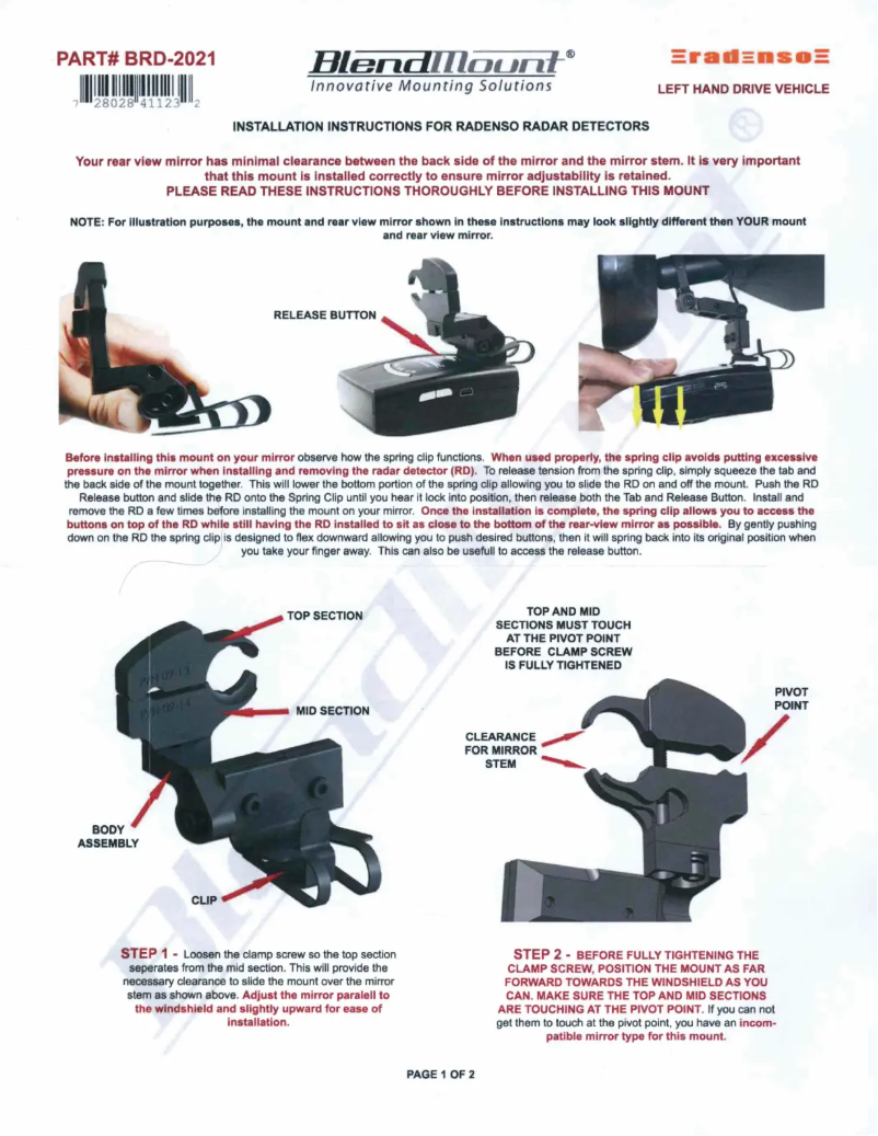 Imagen de la primera página del manual del dispositivo BRD-2021