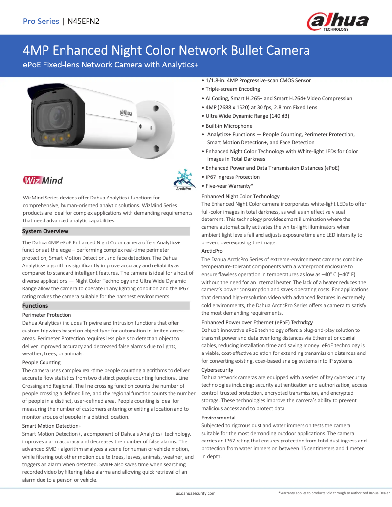 Página 1 del manual Ficha técnica Dahua Technology N45EFN2