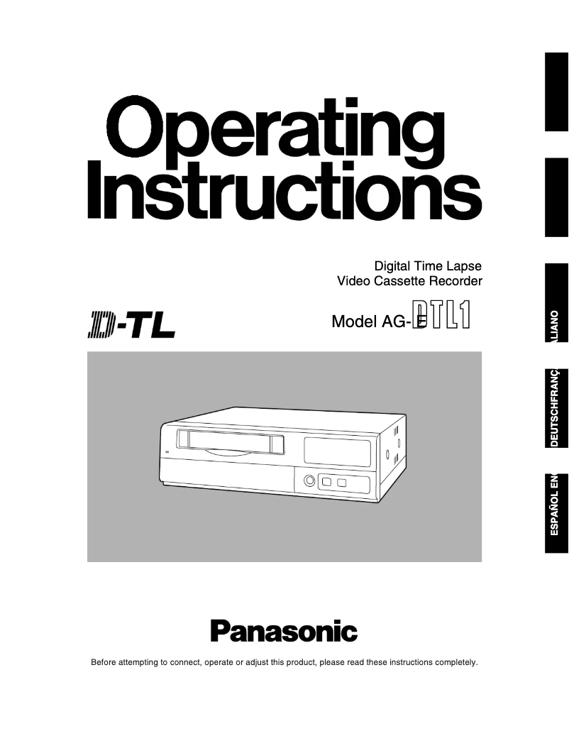 Imagen de la primera página del manual del dispositivo AG-DTL1E