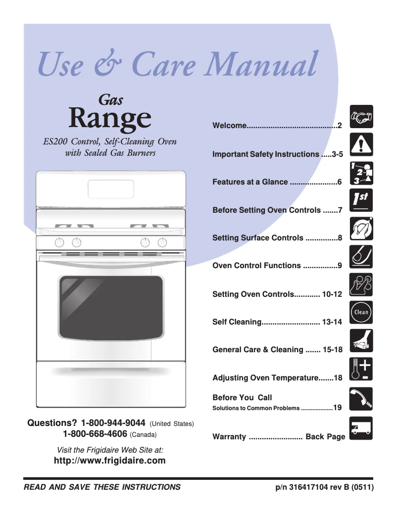 Página 1 del manual Manual de usuario Frigidaire FGF355DW