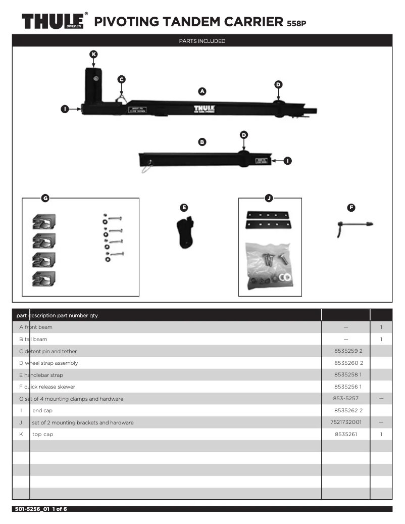 Imagen de la primera página del manual del dispositivo Tandem Carrier 558P