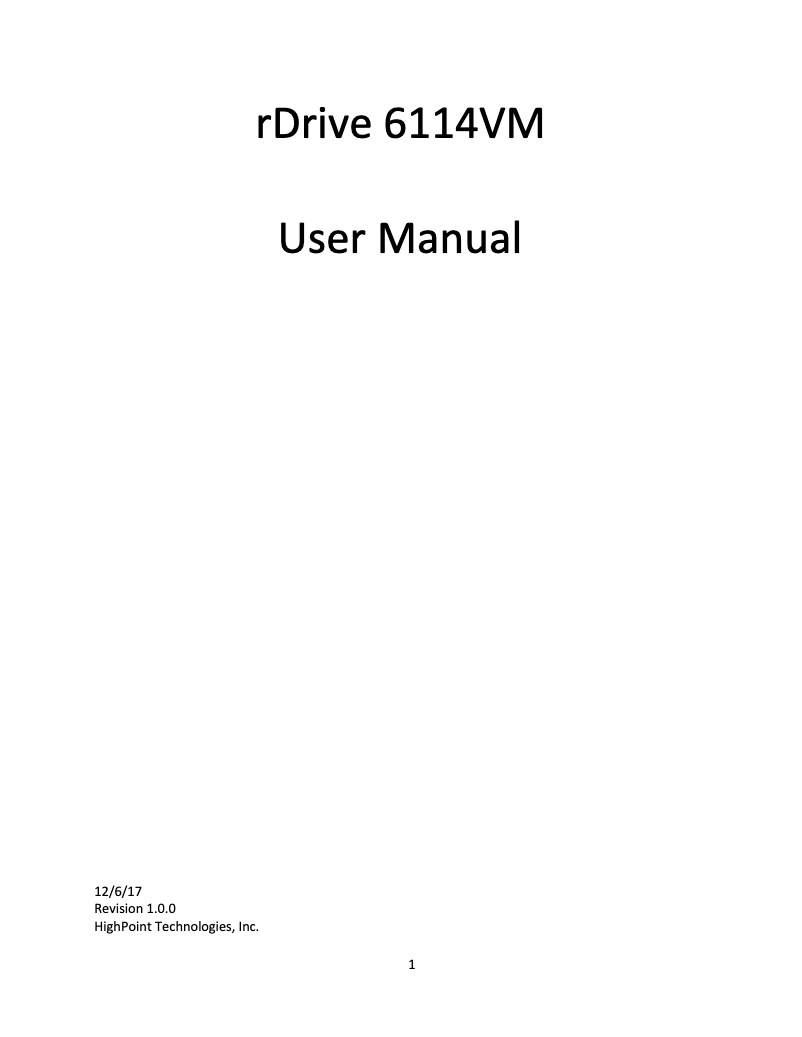 Imagen de la primera página del manual del dispositivo rDrive 6114VM