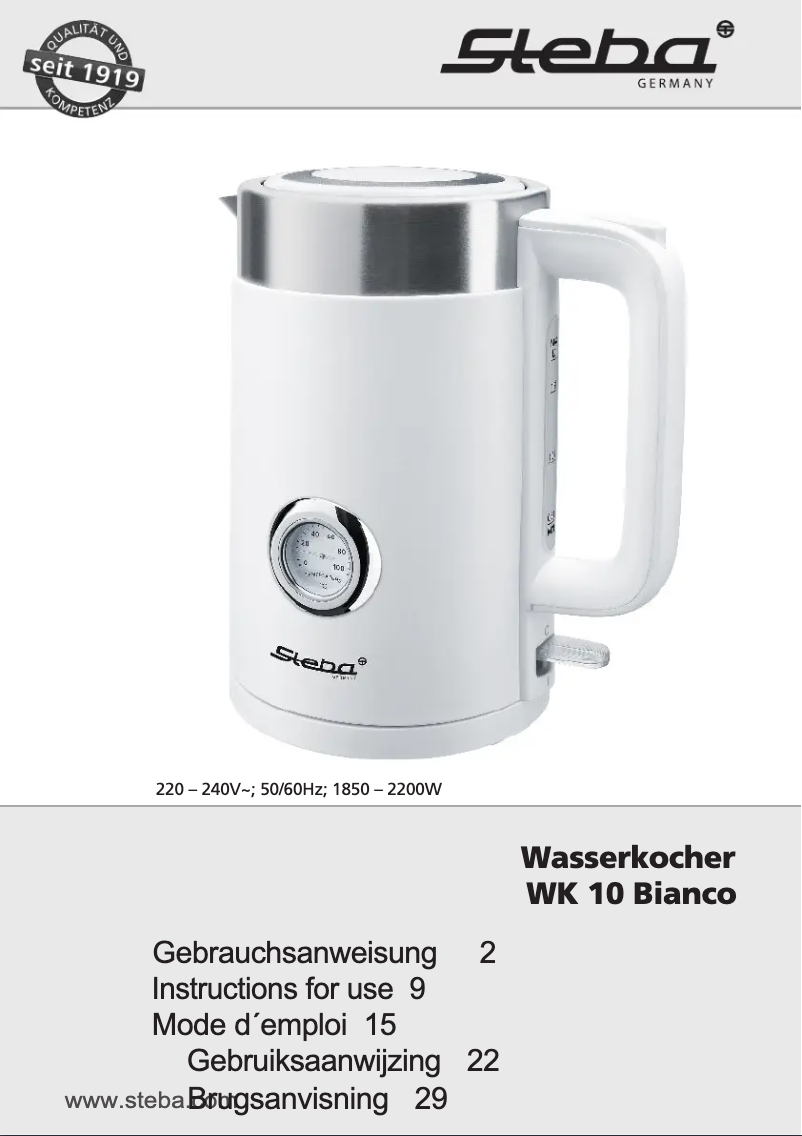 Página 1 del manual Manual de usuario Steba WK 10