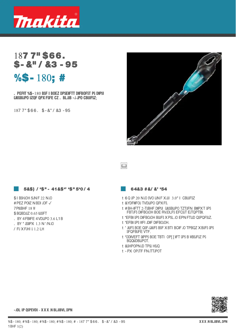 Página 1 del manual Ficha técnica Makita DCL180ZB