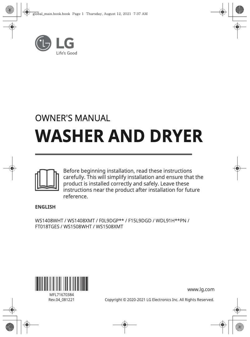 Página 1 del manual Manual de usuario LG WS1508WHT
