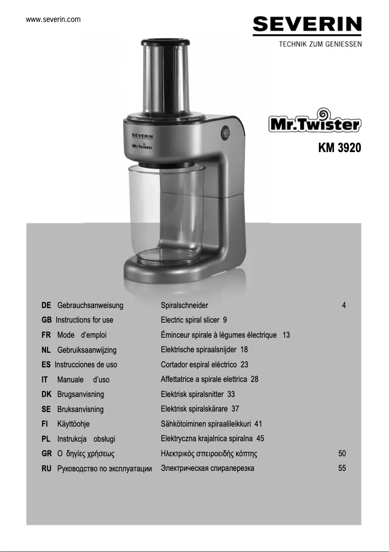 Página 1 del manual Manual de usuario Severin Mr. Twister