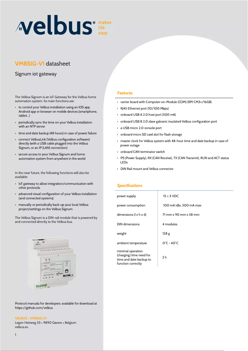 Imagen de la primera página del manual del dispositivo VMBSIG