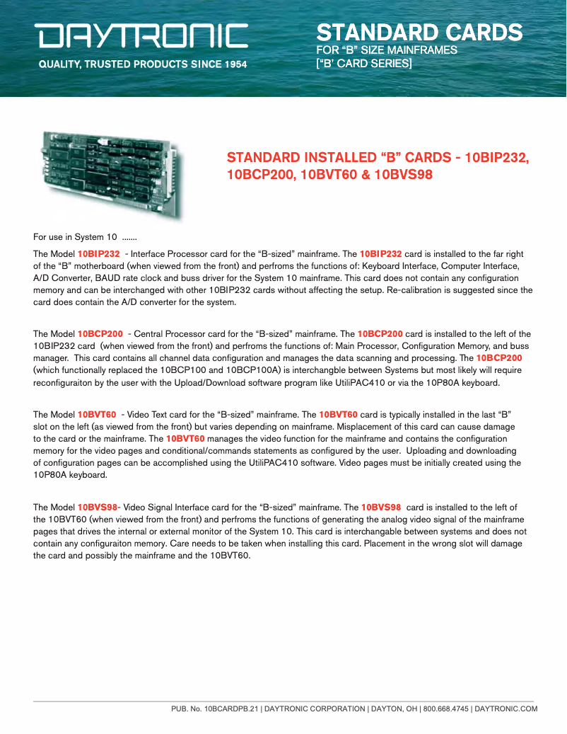 Página nº 1 - Ficha técnica Daytronic 10BVT60