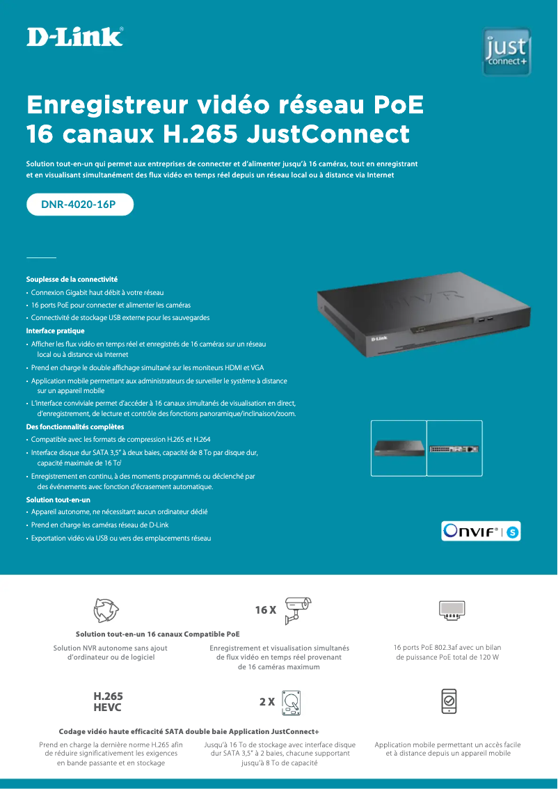 Página 1 del manual Ficha técnica D-Link DNR-4020-16P