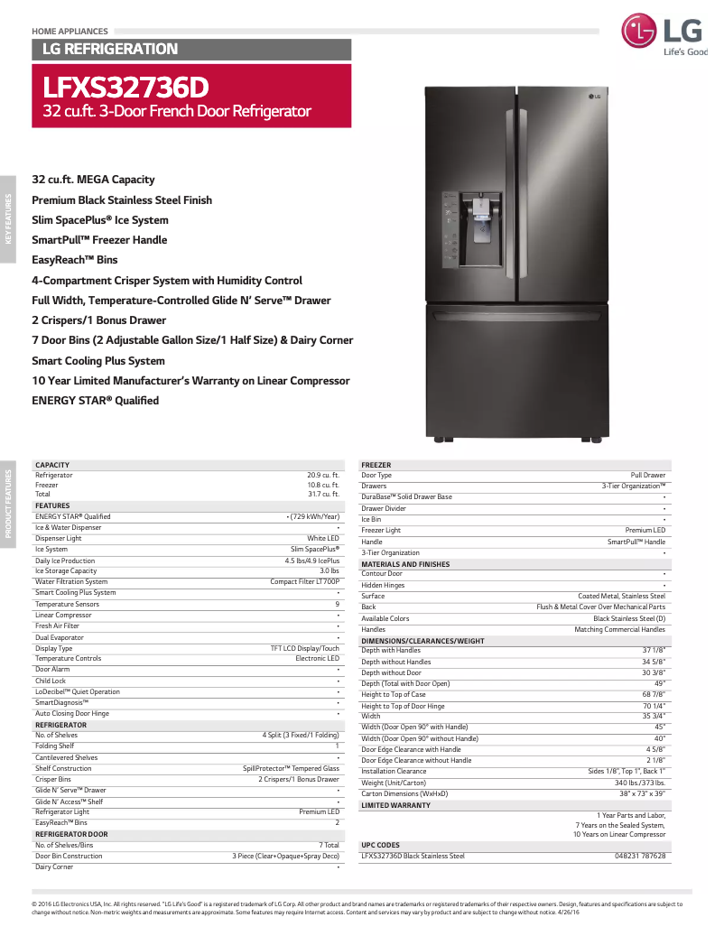 Página nº 1 - Manual de usuario LG LFXS32736