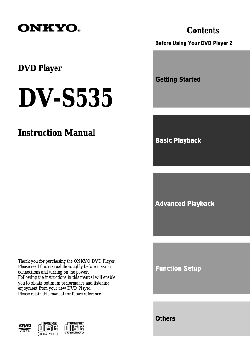 Imagen de la primera página del manual del dispositivo DV-S535