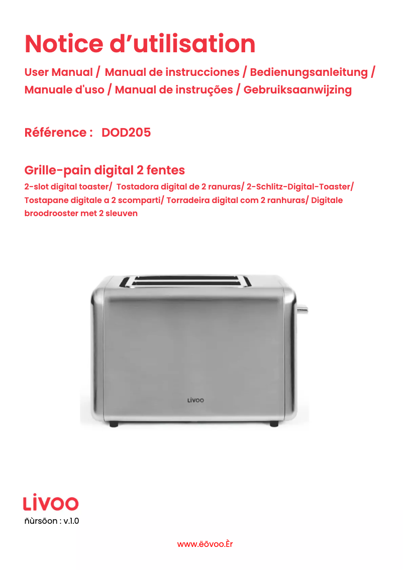 Imagen de la primera página del manual del dispositivo DOD205