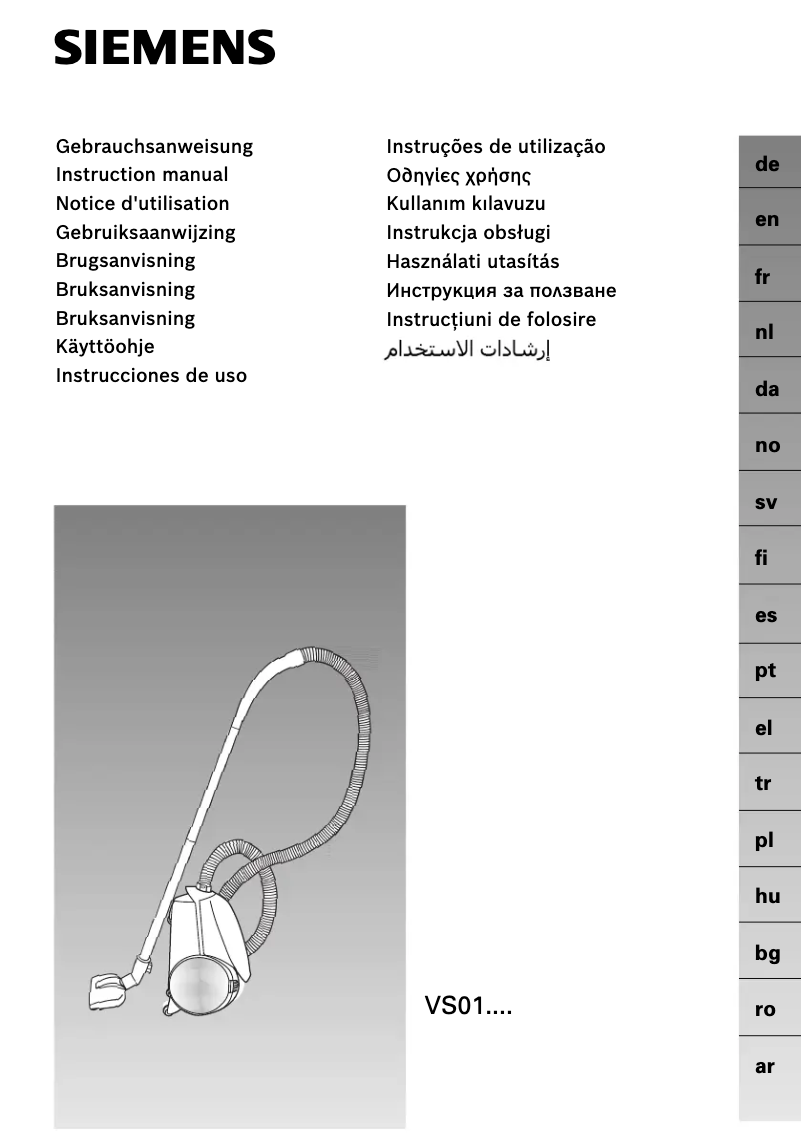 Página nº 1 - Manual de usuario Siemens VS01E1801