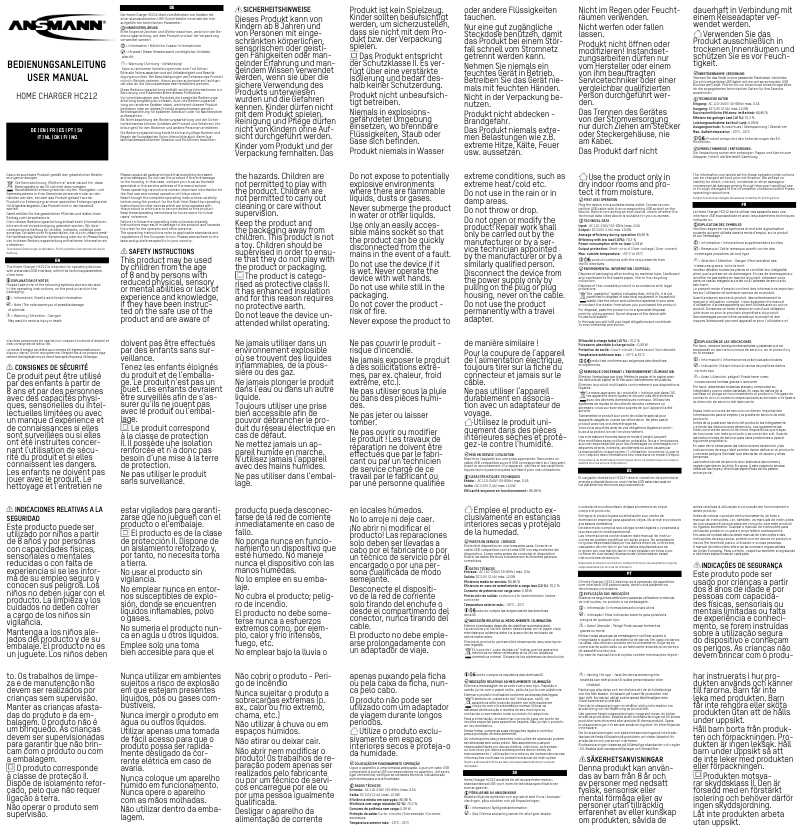 Página 1 del manual Manual de usuario Ansmann HC212