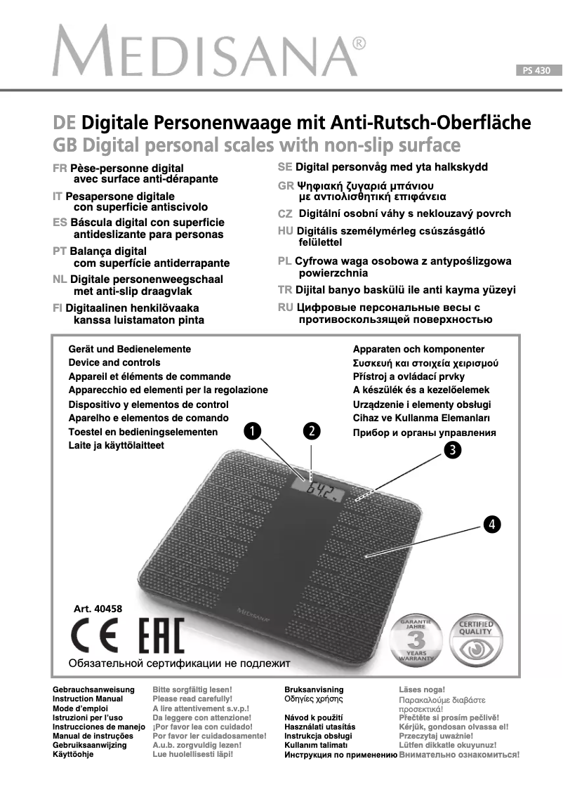 Imagen de la primera página del manual del dispositivo PS 430