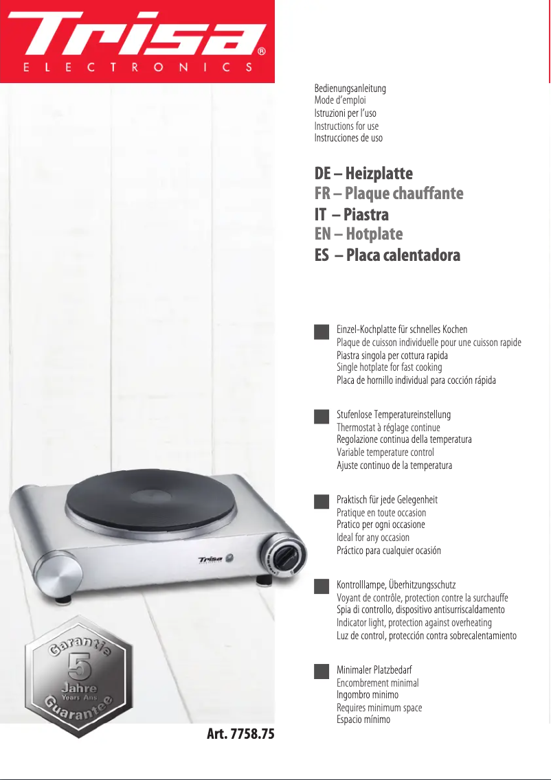 Página 1 del manual Manual de usuario Trisa Just Cook 7758.75