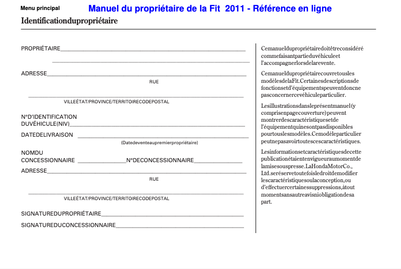 Imagen de la primera página del manual del dispositivo Fit (2011)