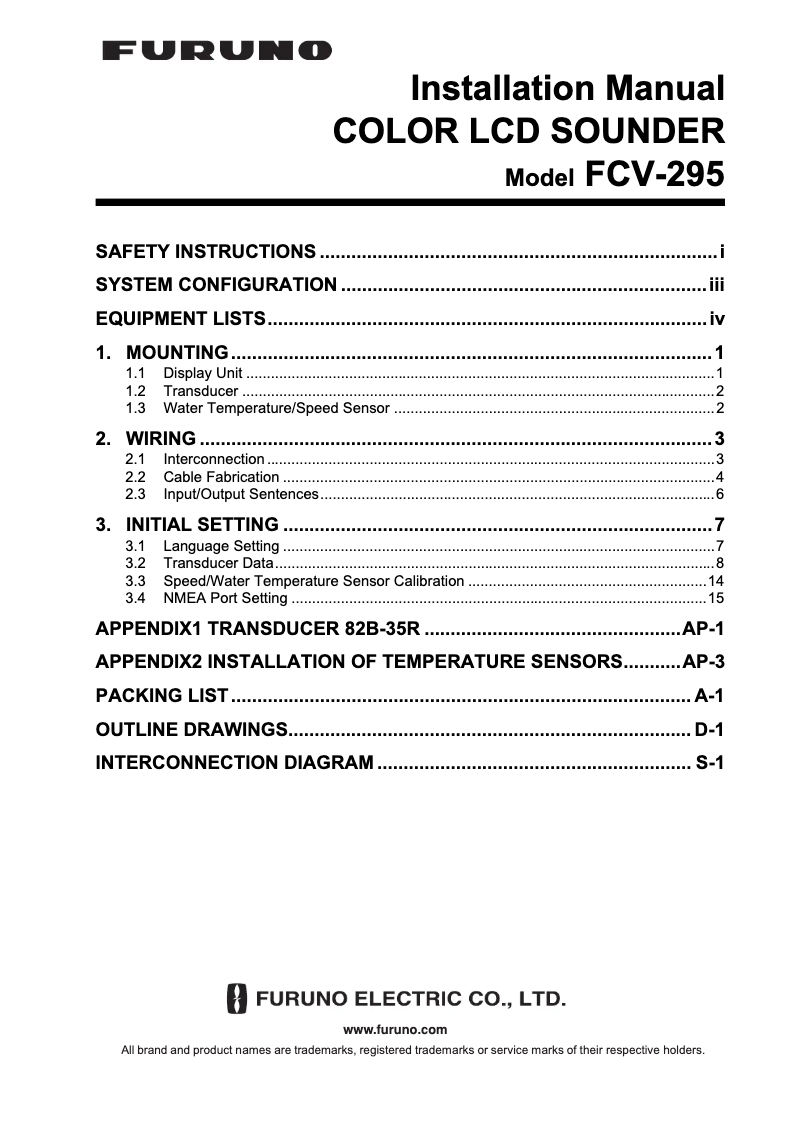 Página nº 1 - Manual de usuario Furuno FCV-295