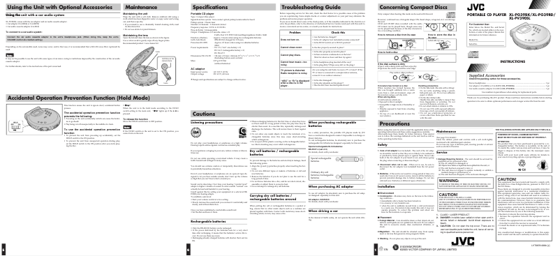 Página nº 1 - Manual de usuario JVC XLPG39BK