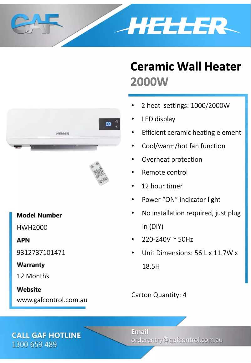 Página nº 1 - Manual de usuario Heller HWH2000