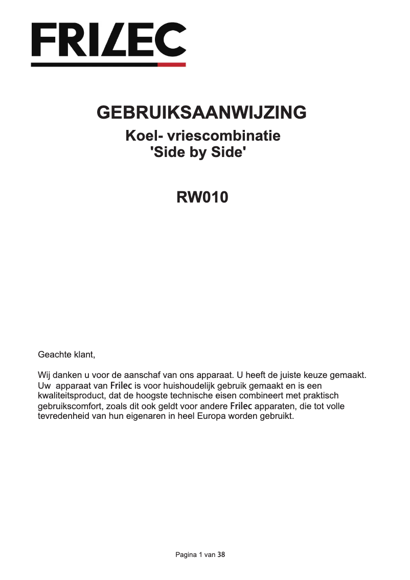 Imagen de la primera página del manual del dispositivo RW010