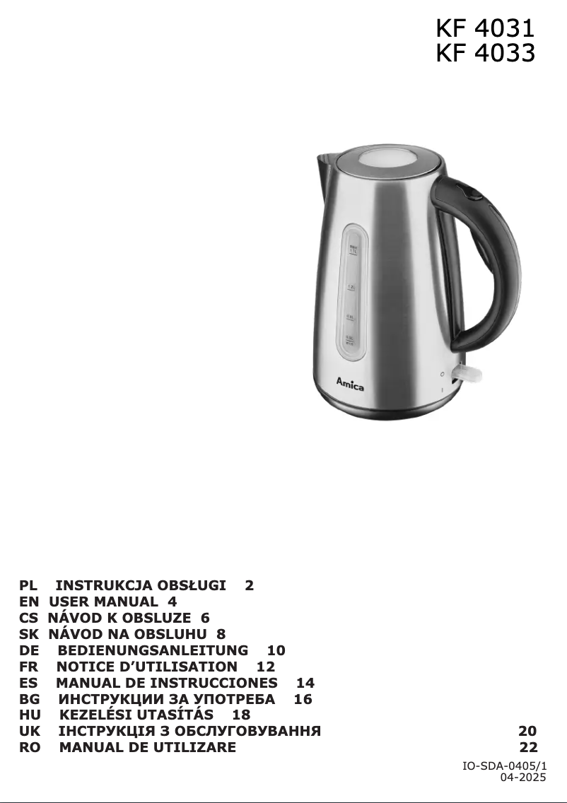 Imagen de la primera página del manual del dispositivo KF 4033