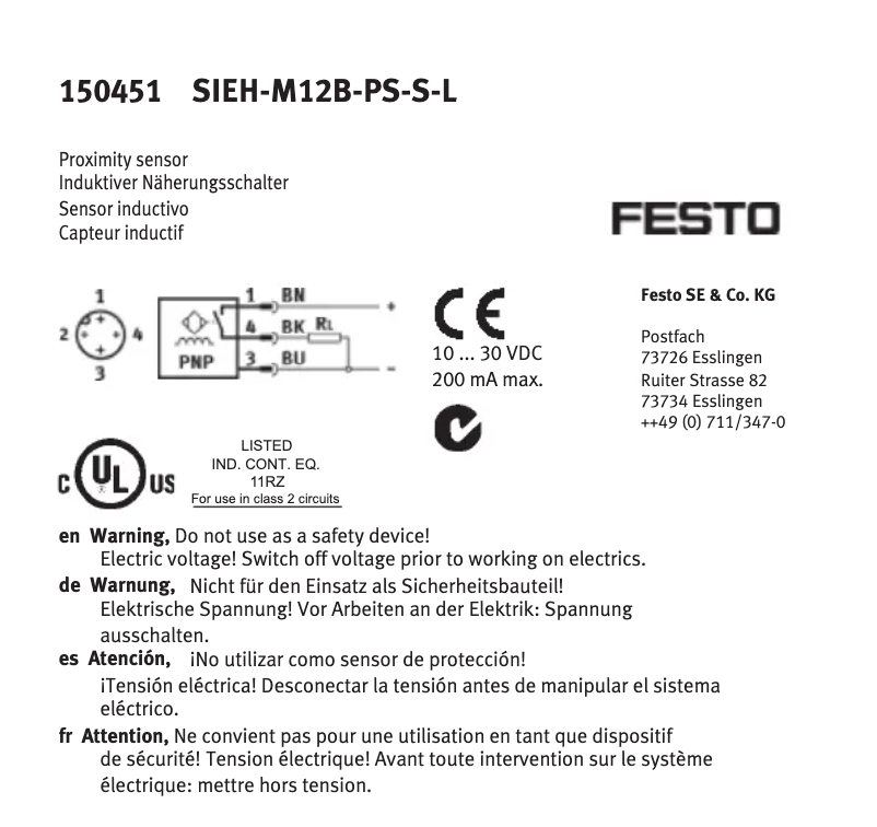 Página 1 del manual Manual de usuario Festo SIEH-M12B-PS-S-L