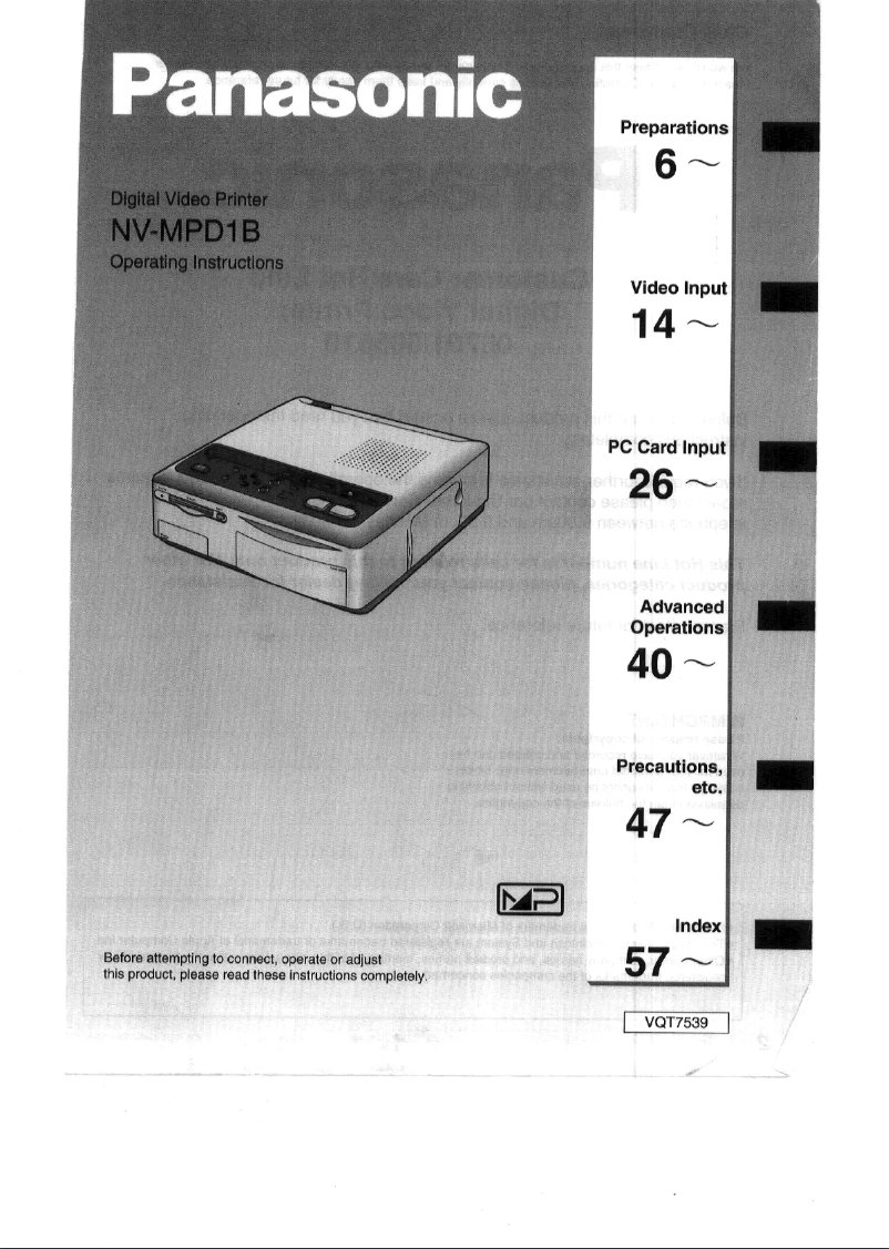 Imagen de la primera página del manual del dispositivo NV-MPD1B