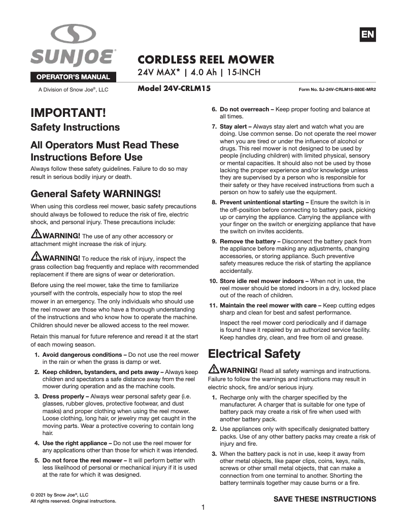 Imagen de la primera página del manual del dispositivo 24V-CRLM15