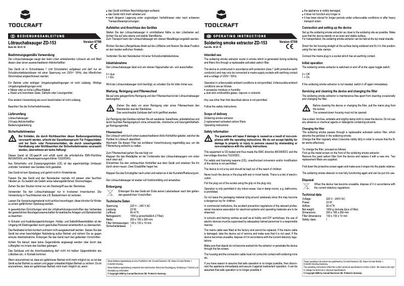 Imagen de la primera página del manual del dispositivo ZD-153