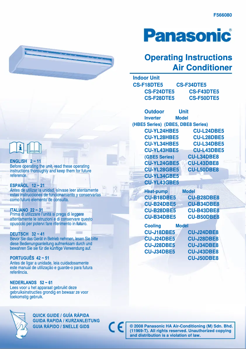 Imagen de la primera página del manual del dispositivo CU-L43DBE8