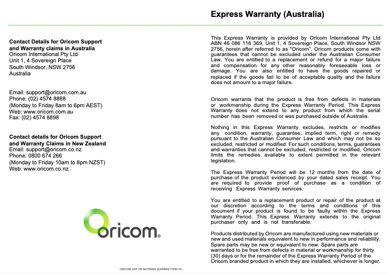 Página nº 1 - Manual de usuario Oricom MDW24V