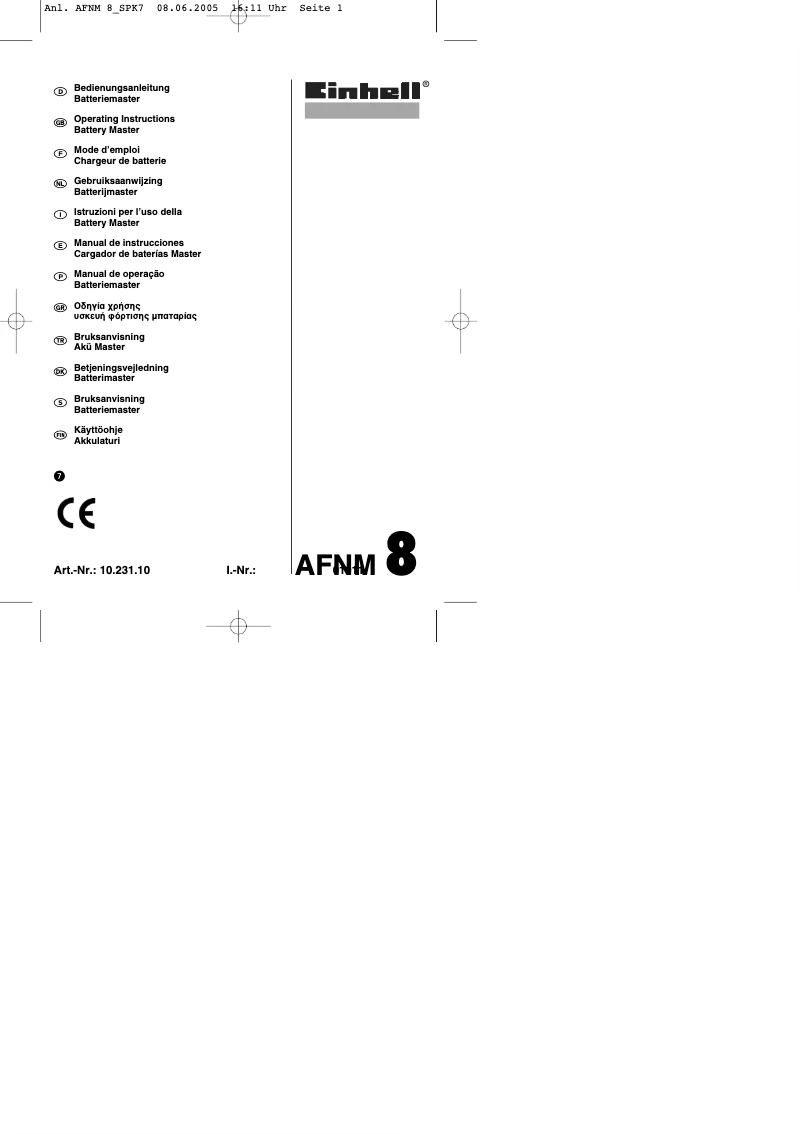 Página nº 1 - Manual de usuario Einhell BT-BC 8