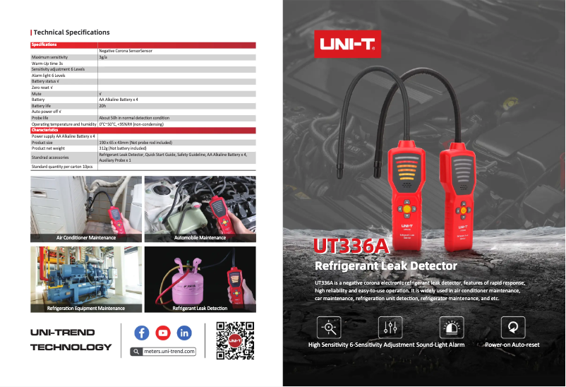 Página 1 del manual Ficha técnica Uni-T UT336A