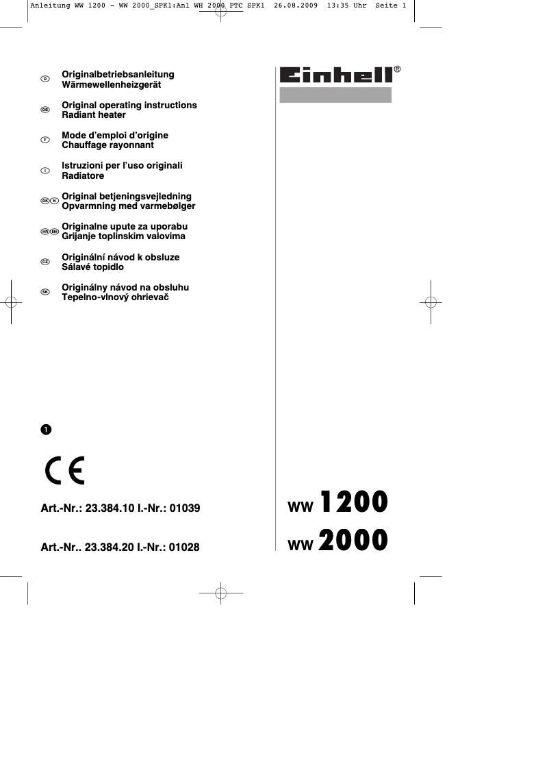 Página 1 del manual Manual de instrucciones Einhell WW 2000