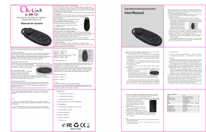 Imagen de la primera página del manual del dispositivo LL-AM-121