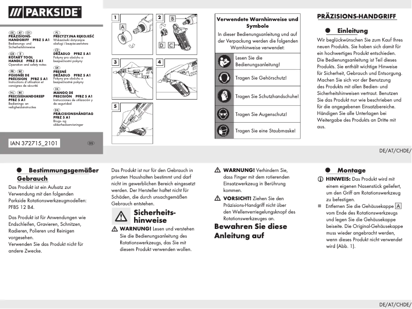 Imagen de la primera página del manual del dispositivo PFBZ 5 A1