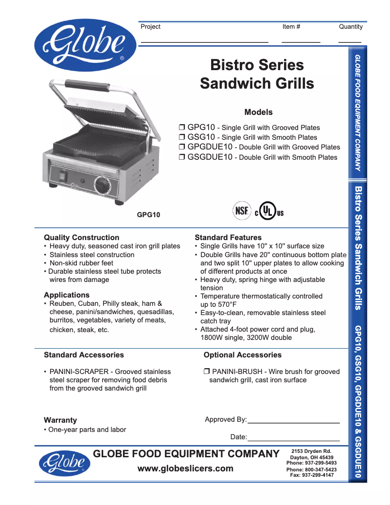 Página 1 del manual Manual de uso y mantenimiento Globe GPG10