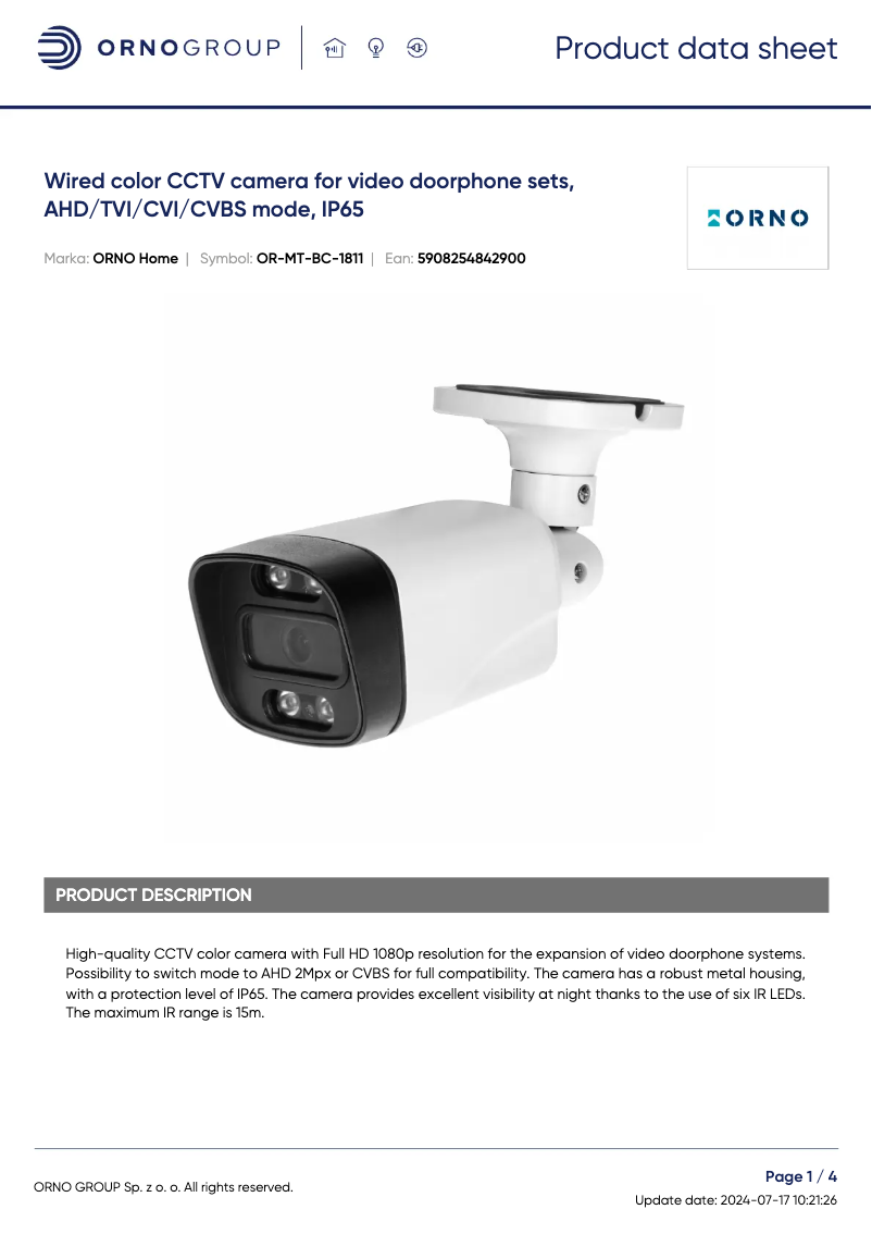 Imagen de la primera página del manual del dispositivo OR-MT-BC-1811