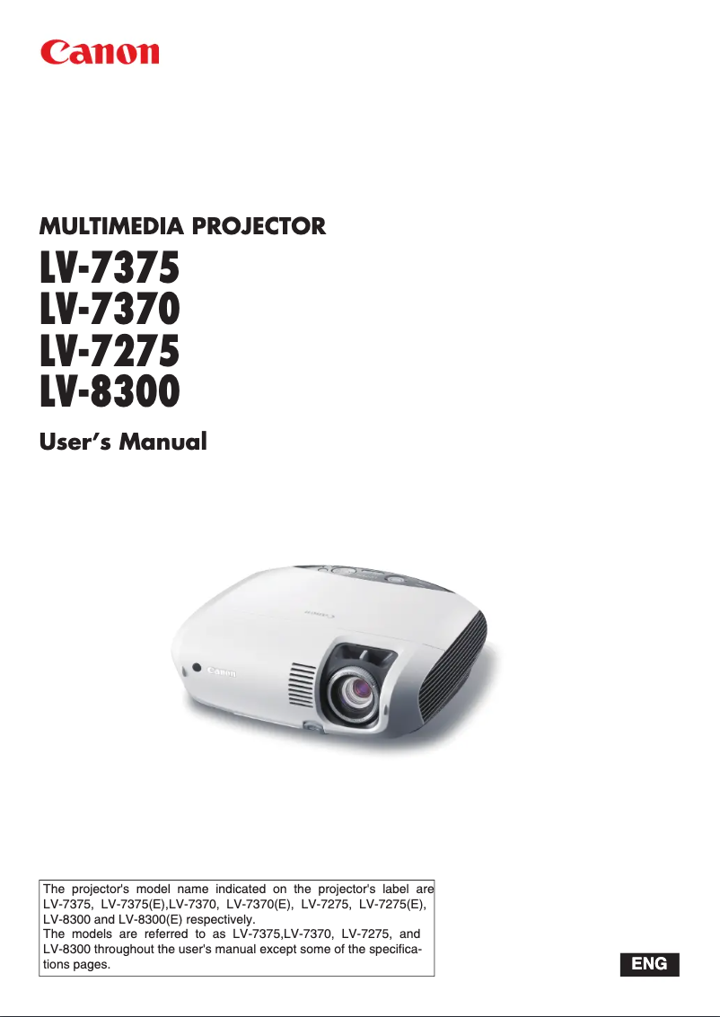 Página nº 1 - Manual de usuario Canon LV-7370