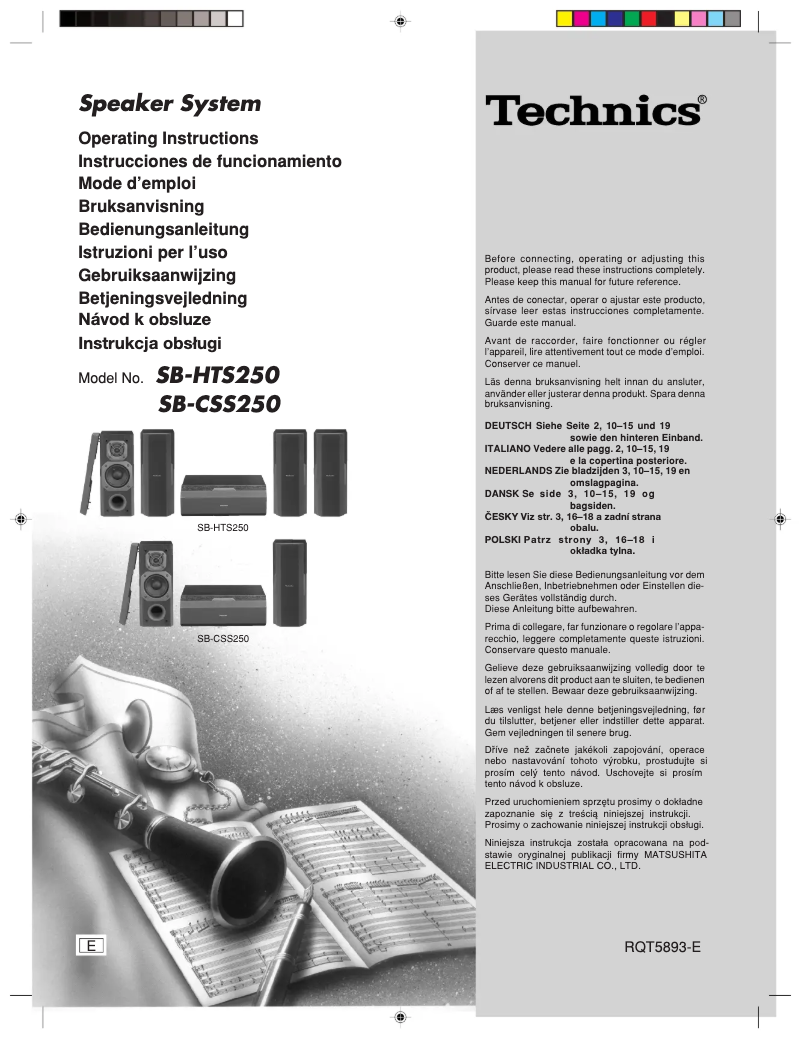 Página nº 1 - Manual de usuario Technics SB-HTS250