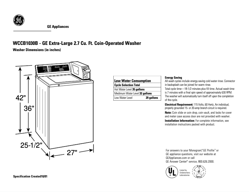 Imagen de la primera página del manual del dispositivo WCCB1030BKC