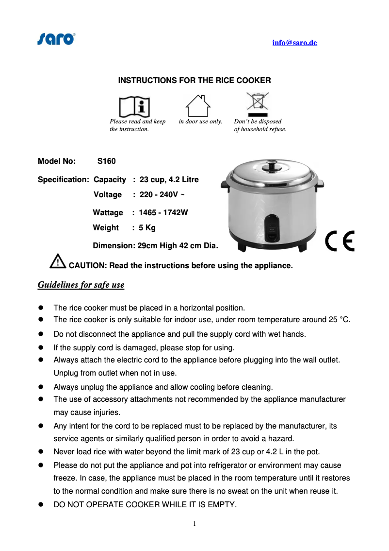 Imagen de la primera página del manual del dispositivo RICO