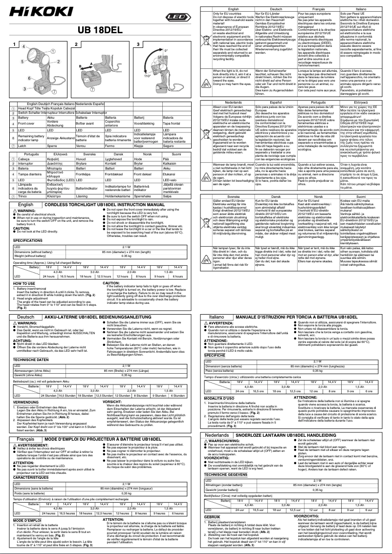 Página 1 del manual Manual de usuario HiKOKI UB18DEL