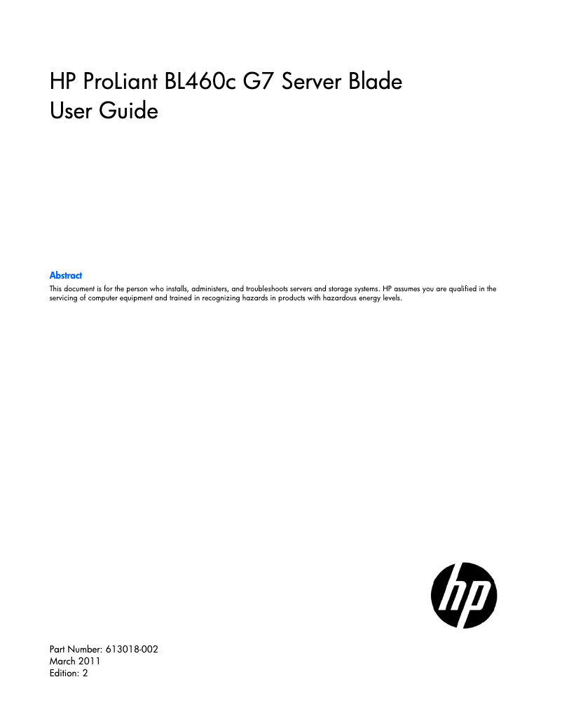 Página 1 del manual Manual de usuario HP ProLiant BL460c