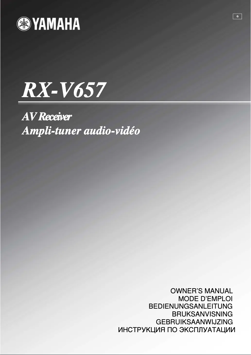 Imagen de la primera página del manual del dispositivo RX-V657