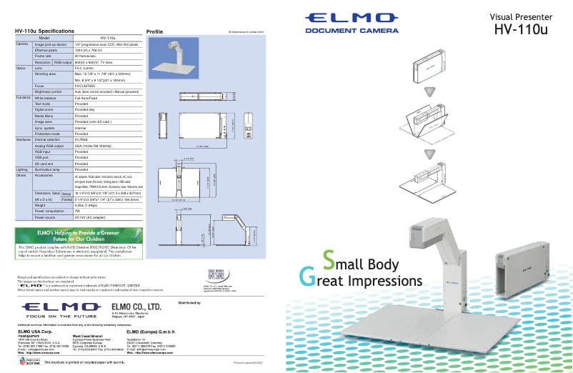Página nº 1 - Folleto Elmo HV-110U