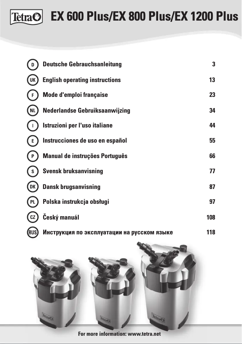 Imagen de la primera página del manual del dispositivo EX 800 Plus